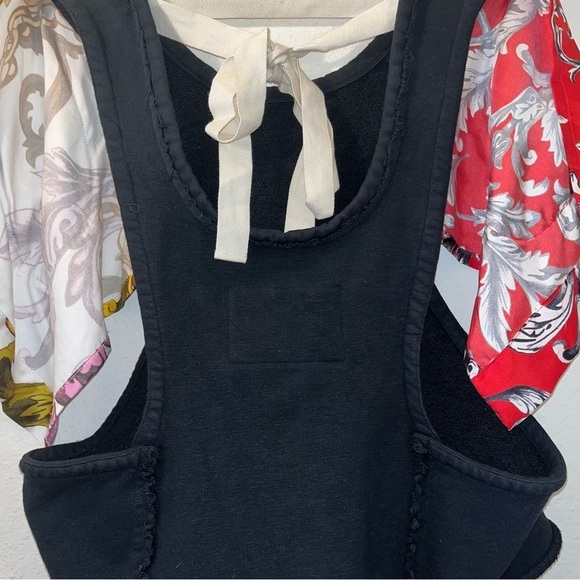 JW ANDERSON scarf top black multicolor size 6 floral French terry twill panel - Picture 11 of 14